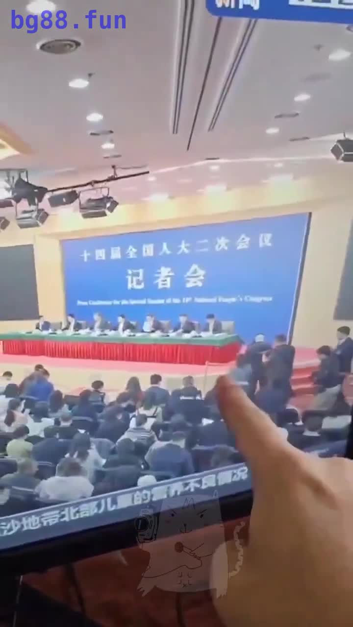 3月6日，两会 经济 主题 记者会 现场 #直播 过程中，第一排一灰衣女子突然 冲向 主席台 被 拦下，随后画面被切换
