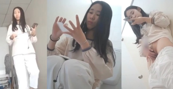 年纪小，需求不小啊！女学生看片饥渴难耐，跑去厕所自慰被偷拍.mp4
